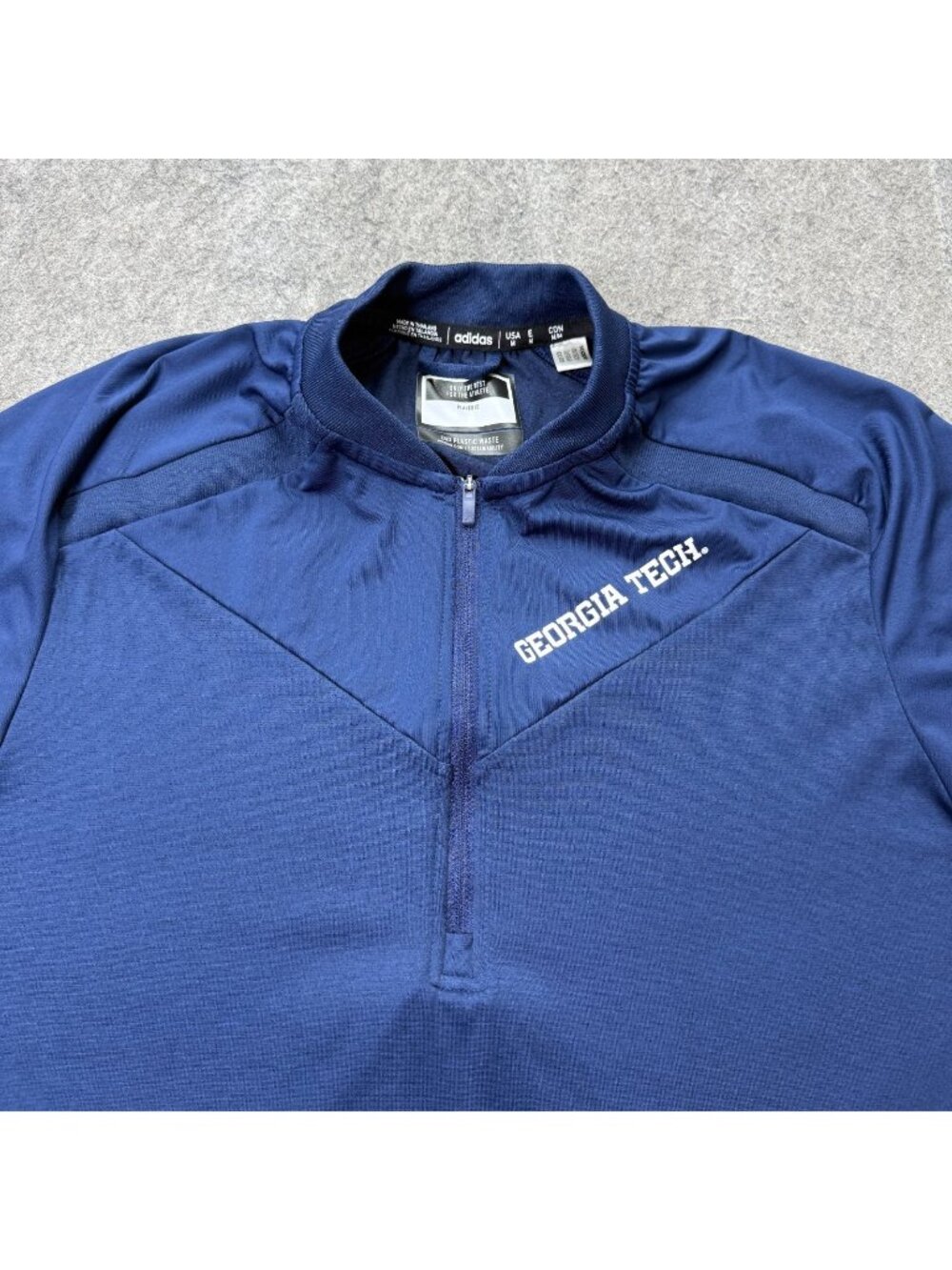 Georgia Tech Yellow Jackets Adidas 1/4 Zip Pullover Men M Blue Short Sleeve